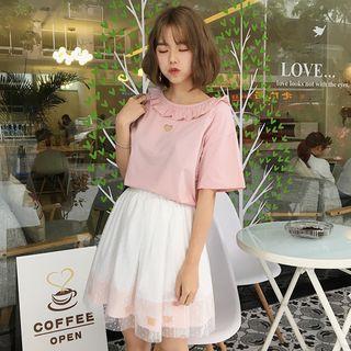 Set : Short-sleeve Top + Mini Skirt