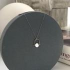 925 Sterling Silver Geometric Turnable Pendant Necklace L181 - Silver - One Size