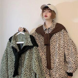 Leopard Print Shirt / Knit Scarf