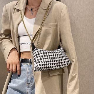 Houndstooth Shoulder Bag Black - One Size