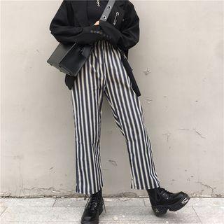 Striped Cropped Straight-fit Pants