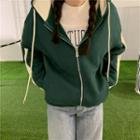 Long-sleeve Color-block Zip Hoodie