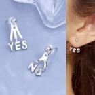 925 Sterling Silver Mini Alphabet Earring Platinum Plated - One Size