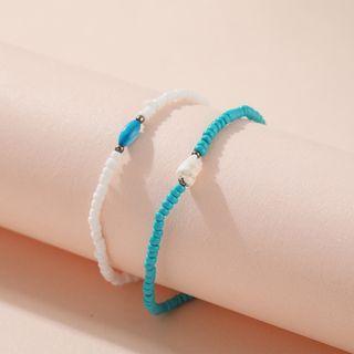 Set Of 2: Bead Bracelet Set Of 2 - 54620 - Blue & White - One Size