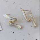 Glaze Rhinestone Alloy Earring 1 Pair - White & Gold - One Size