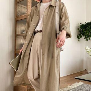 Plain Button-up Trench Coat