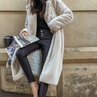 Notch-lapel Eco-fur Coat