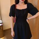 Square-neck Off-shoulder Dress
