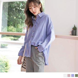 Drop Shoulder Dip Back Shirt