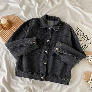 Butterfly Printed Long-sleeve Denim Jacket