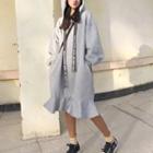 Lettering Loose-fit Hooded Pullover Dress