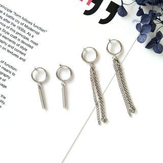 Mini Hoop Bar / Fringed Earring