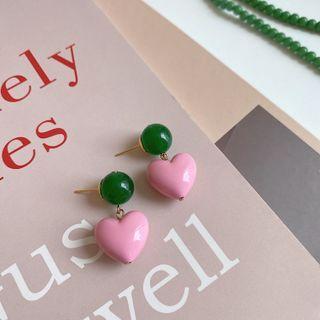 Heart Alloy Pendant Necklace / Dangle Earring