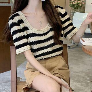 Short-sleeve Knit Top / Wide Leg Shorts / Belt / Set