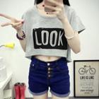 Letter Cropped Short-sleeve Top