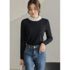 Contrast Lace-collar Top