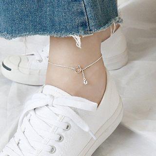 925 Sterling Sliver Cat Bell Anklet Silver - One Size