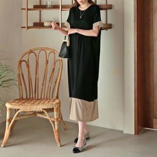 Contrast-trim Oversized Maxi Dress