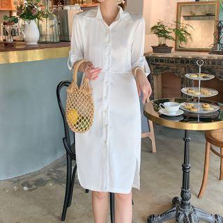Elbow-sleeve Open Back Sheath Dress