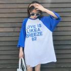 Long-sleeve Cut-out Lettering Raglan T-shirt