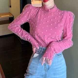 Polka Dot Mesh Panel T-shirt