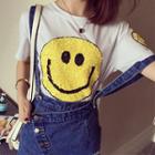 Sequined Smiley Print Short-sleeve T-shirt