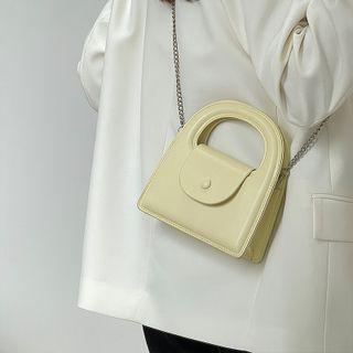 Faux Leather Plain Mini Handbag