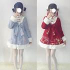 Ribbon-accent Frog Buttoned Coat / Headpiece