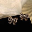 Rhinestone Flower Earring 1 Pair - White - One Size