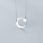 925 Sterling Silver Moon & Star Pendant Necklace S925 Silver - As Shown In Figure - One Size