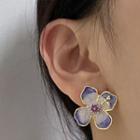 Flower Alloy Earring 1 Pair - Gold & Purple & White - One Size