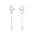 Rhinestone Alloy Dangle Earring 1 Pair - Silver Stud - Blue - One Size