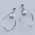 925 Sterling Silver Faux Pearl Dangle Earring 1 Pair - S925 Silver - Silver - One Size