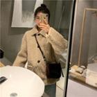 Furry Single-breasted Coat Camel - One Size