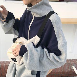 Paneled Midi Sweatshirt Dress Gray & Dark Blue - One Size