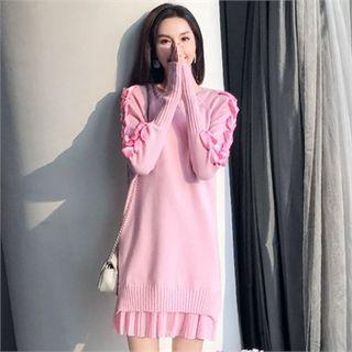 Frill-trim Layered Mini Knit Dress