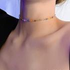 Faux Crystal Choker Necklace - Gold - One Size