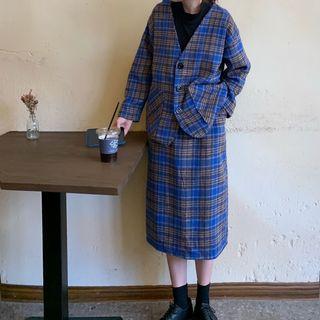 Plaid Jacket / Plaid Midi Skirt
