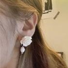 Faux Pearl Rose Drop Earring 1 Pair - White - One Size