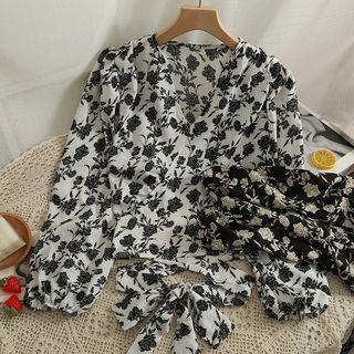 Rose-print Wrapped Crop Top