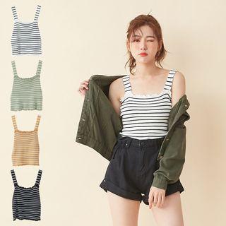 Frill-edge Striped Tank Top