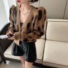 Leopard Print Cardigan Brown - One Size