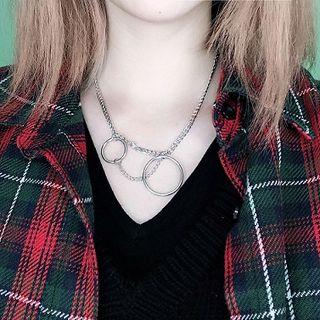Stainless Steel Hoop Pendant Necklace As Shown In Figure - 45cm + 5cm