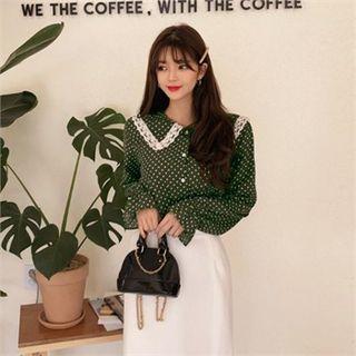 Lace-trim Polka Dot Blouse