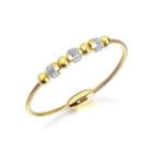 Fashion Simple Plated Gold Geometric Round Cubic Zirconia Titanium Bangle Golden - One Size