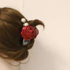 Flower Satin Faux Pearl Hair Clip