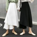Asymmetric Pleated Paneled A-line Midi Chiffon Skirt
