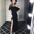 Cold Shoulder Short-sleeve Party Gown