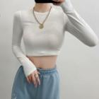 Long-sleeve Bow-back Crop T-shirt