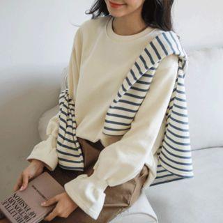 Ruffle-cuff Cotton Pullover